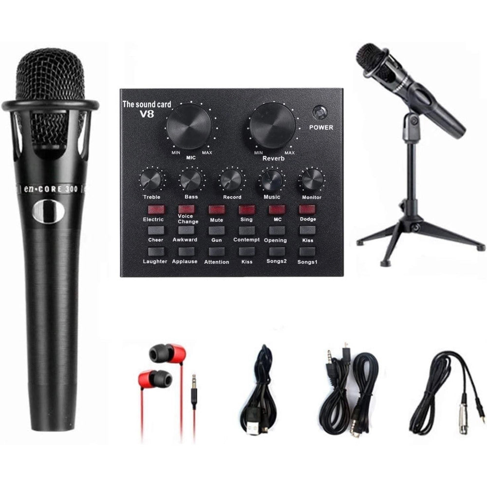 Trade Shop - Kit Per Registrazione Audio Con Effetti Sonori Live Scheda E Microfono Supporto -