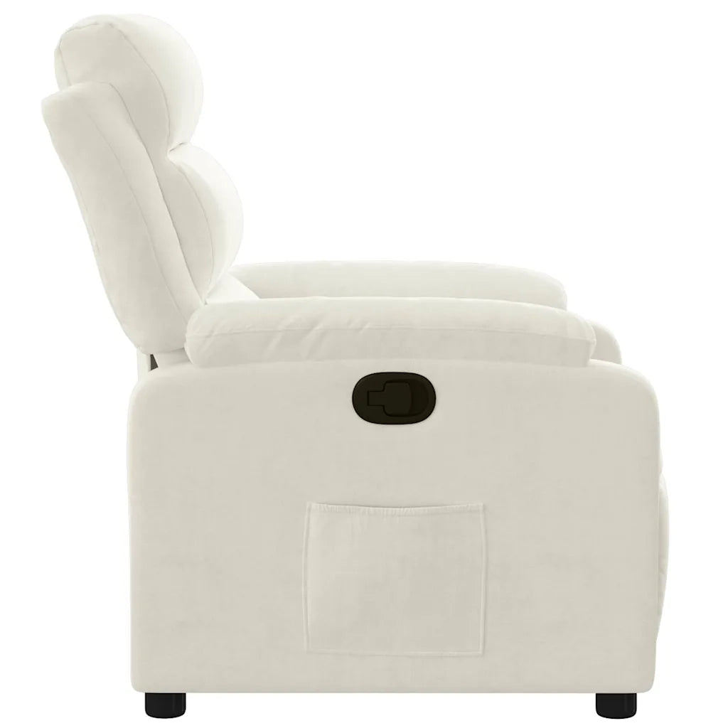 Poltrona | Sedia Relax Reclinabile Crema in Velluto