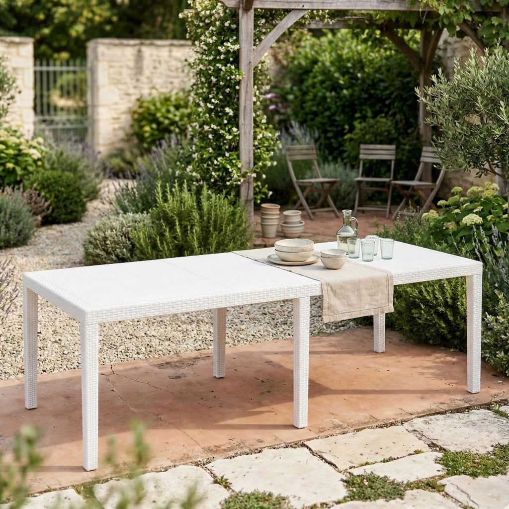 Abbaviva, Tavolo da Esterno 10 Posti Made in Italy, 90x150x72h cm Bianco
