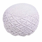 Puf in cotone intrecciato bianco 45x45x33h