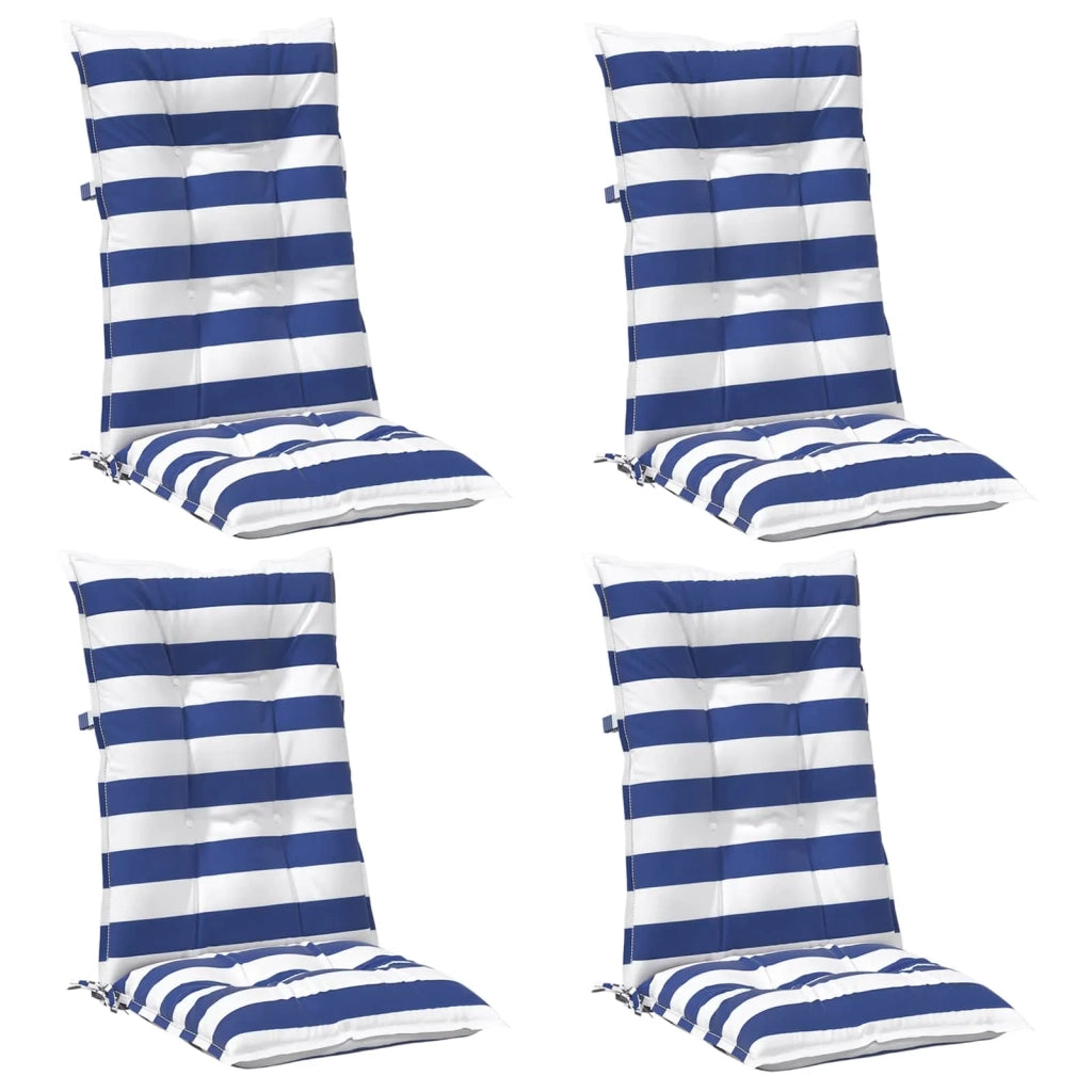 Cuscino da Esterno 4 pcs Blu e Bianco 120 x 50 x 7 cm Tessuto 42040528