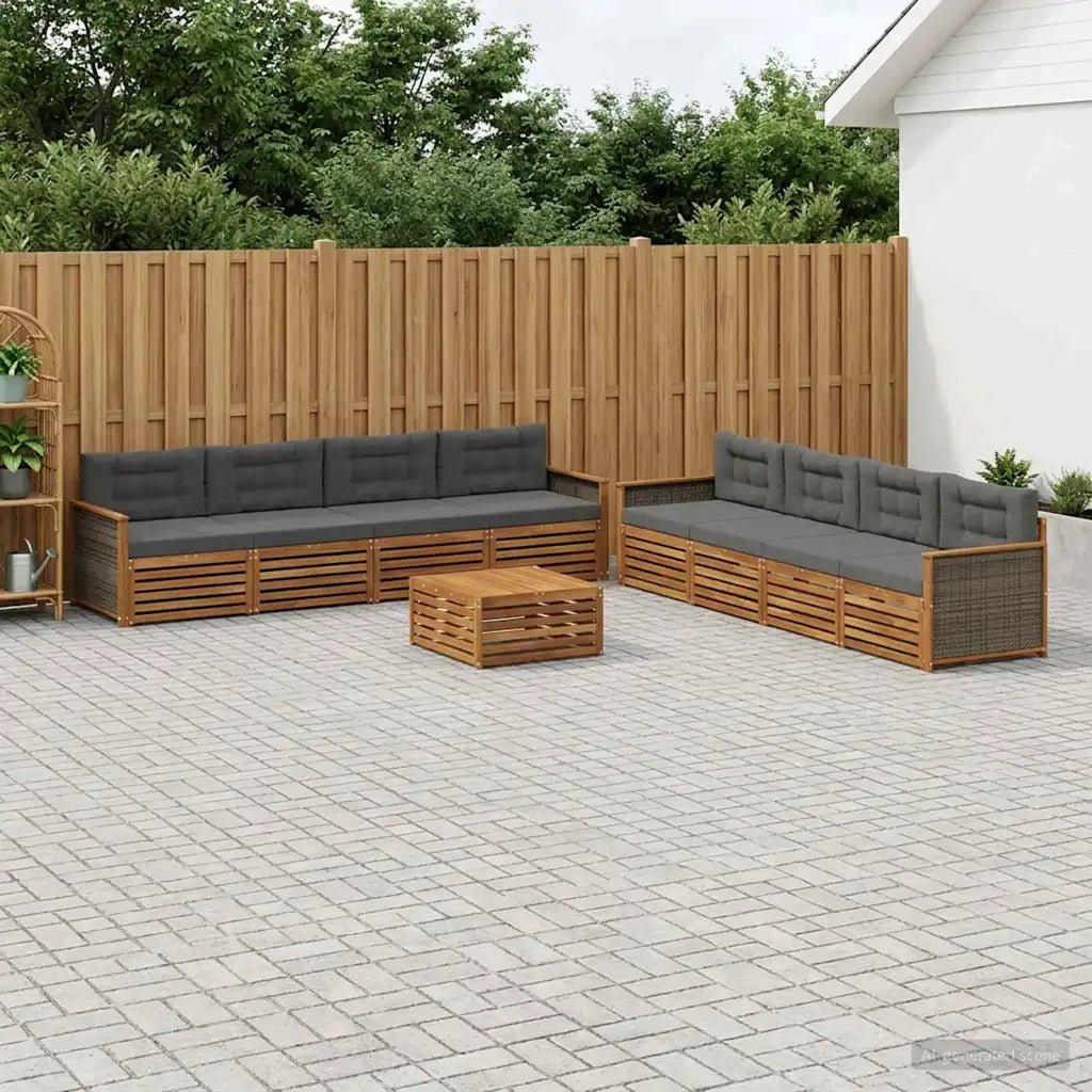 Set di divani da esterno con cuscino 9 pcs Naturale e Antracite 3383170