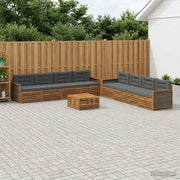 Set di divani da esterno con cuscino 9 pcs Naturale e Antracite 3383170
