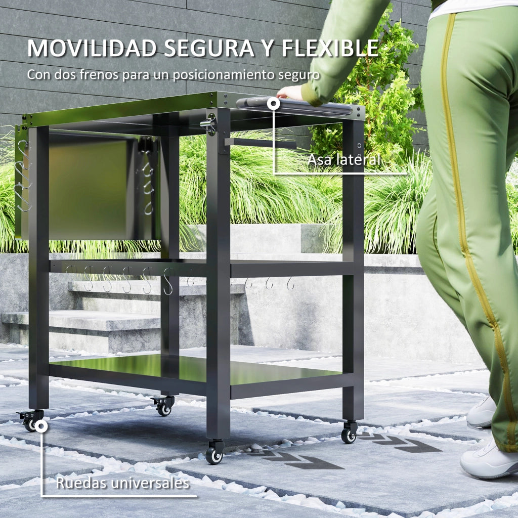 Carro da Giardino con Piano ¨C Minimal ¨C 116x50x86 cm Nero