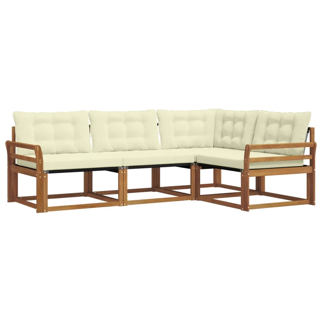 Set di divani da esterno con cuscino 4 pcs Naturale e Crema 3369409