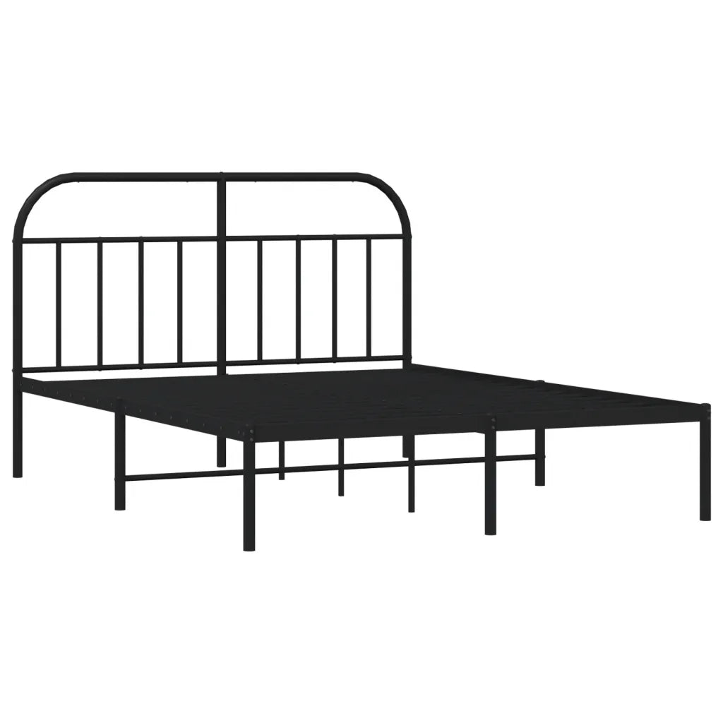 Letto matrimoniale | Letto per adulti | Giroletto con Testiera in Metallo Nero 140x190 cm