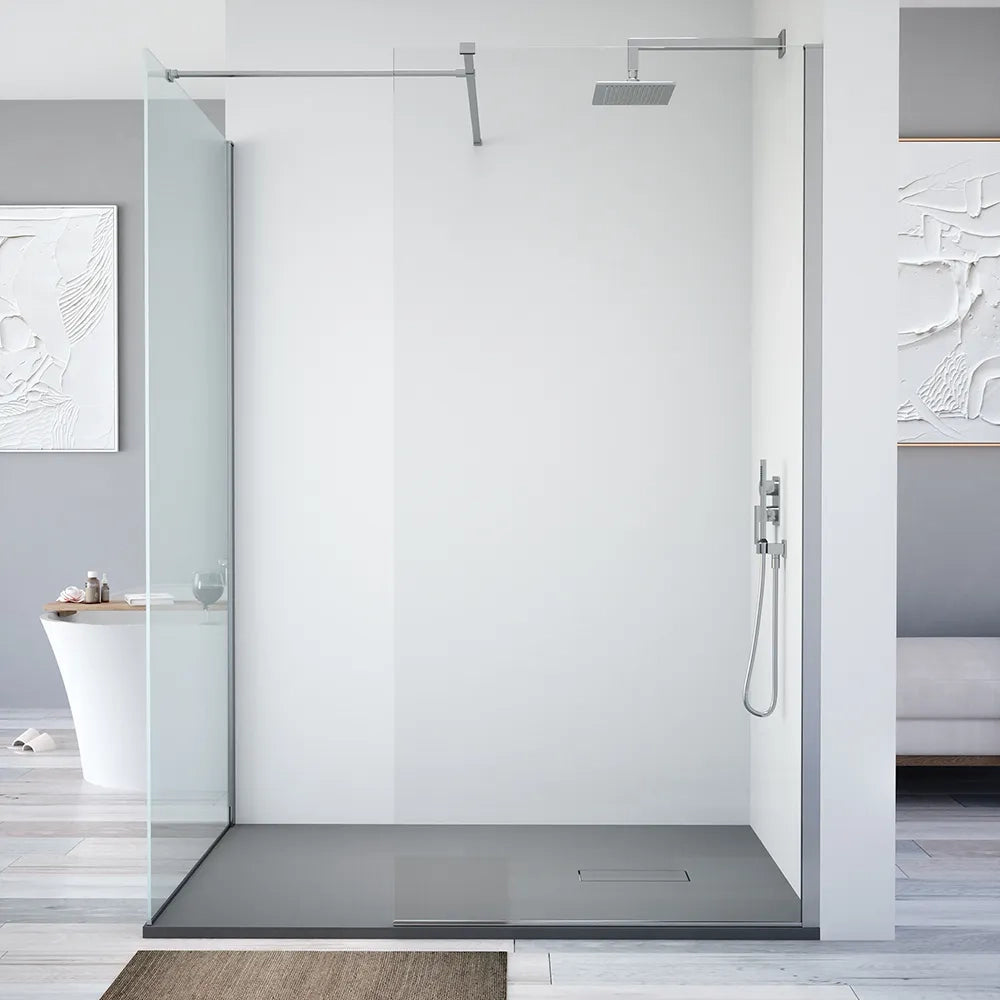 Doppia parete doccia walk-in 60x110cm con supporto a T vetro 8mm trasparente anticalcare h200 | Lazaros