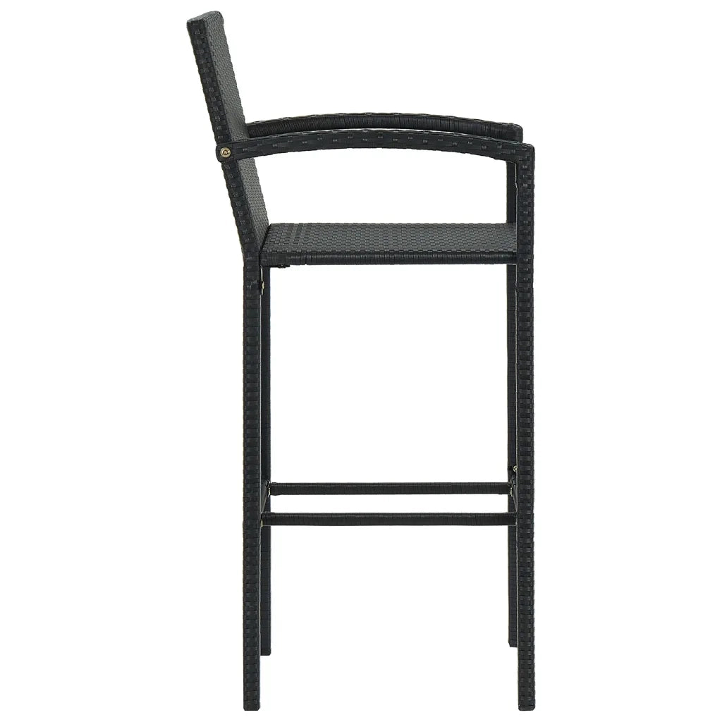 Sgabelli da Bar 2 pz in Polyrattan Nero 362581