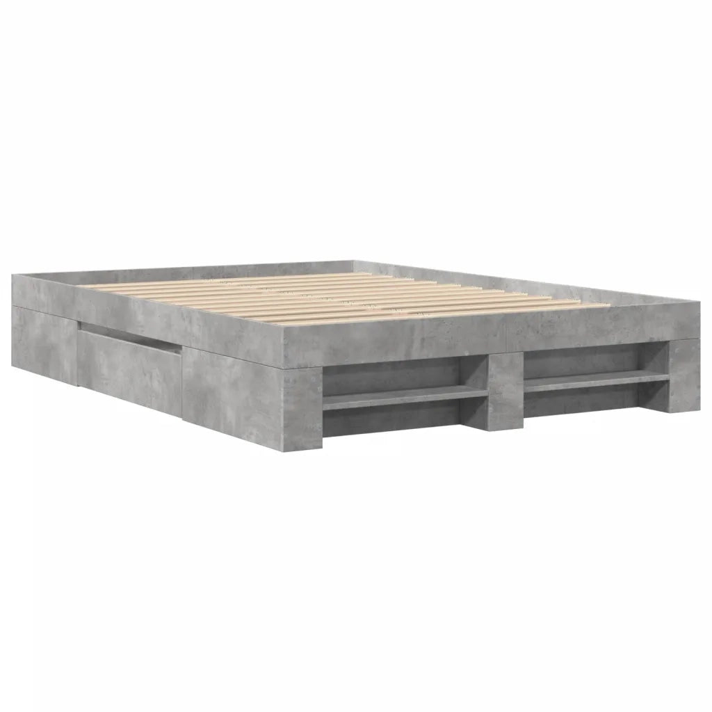 Letto matrimoniale | Letto per adulti | Giroletto Grigio Cemento 120x190 cm in Legno Multistrato