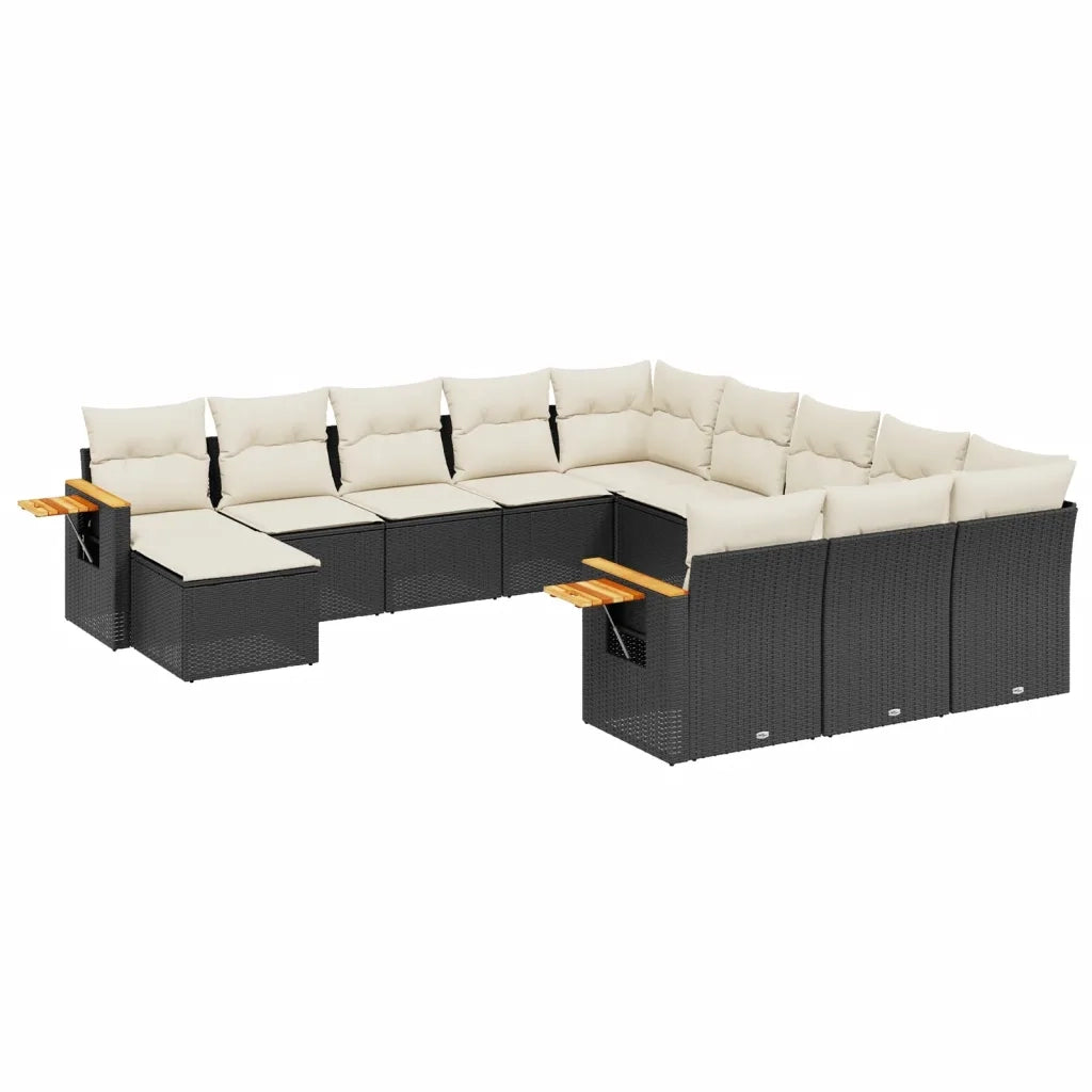 Set Divani da Giardino 11 pz con Cuscini in Polyrattan Nero 3259606