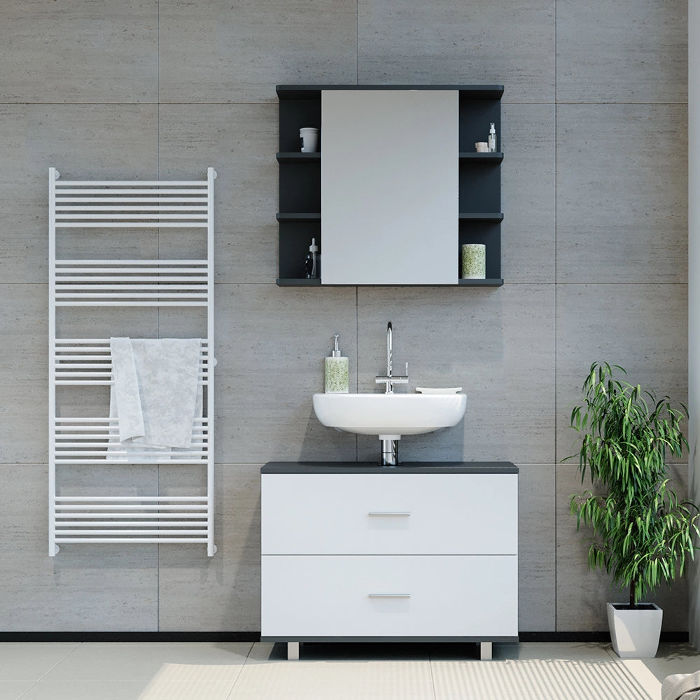 Vicco Set mobili bagno Bianco/antracite 2 parti