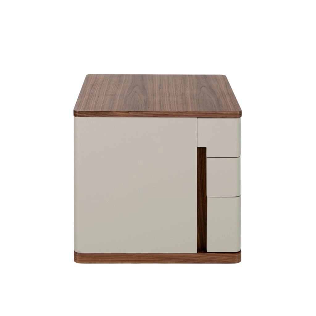 Comodino in legno grigio e noce