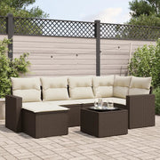 Set Divani da Giardino 7 pz con Cuscini Marrone in Polyrattan 3251610