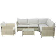 Set Salotto Giardino 7 Pezzi Modulabile ¨C Xylo ¨C Polyrattan Beige con Cuscini