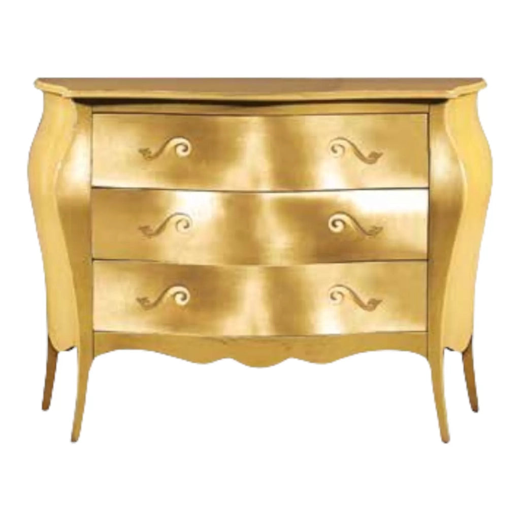 Comò bombato 3 cassetti 100*42*85 oro (1251) - Mobili 2G
