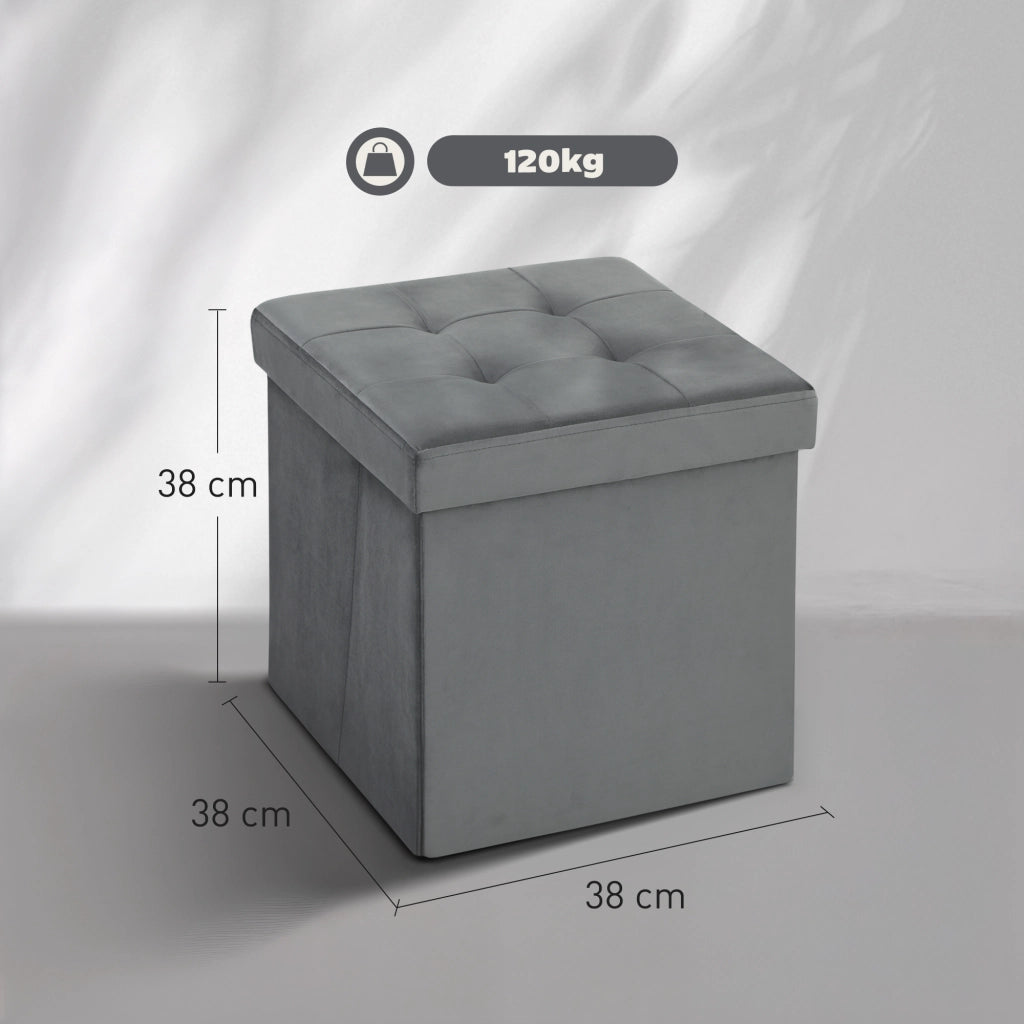 Pouf contenitore pieghevole ¨C Xylo ¨C grigio MDF imbottito