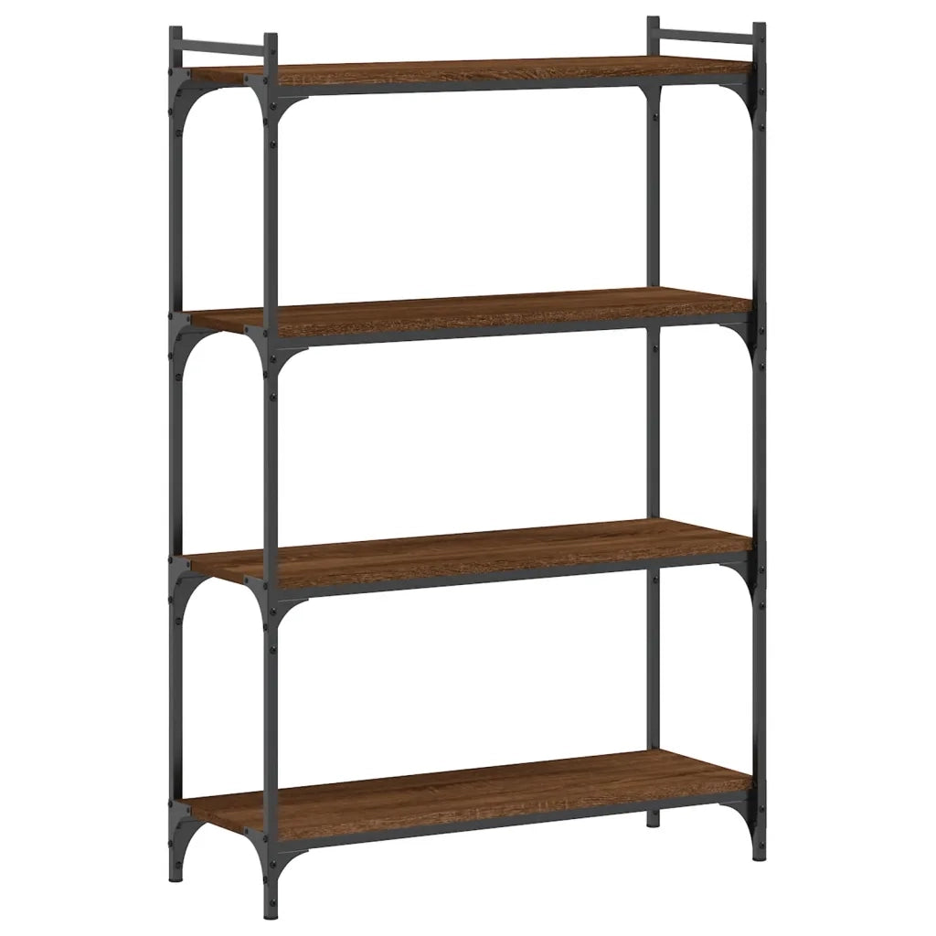 Libreria 4 Ripiani-Scaffale per Libri-Mobile di Stoccaggio Rovere Marrone 80x30x120cm Legno Multistrato