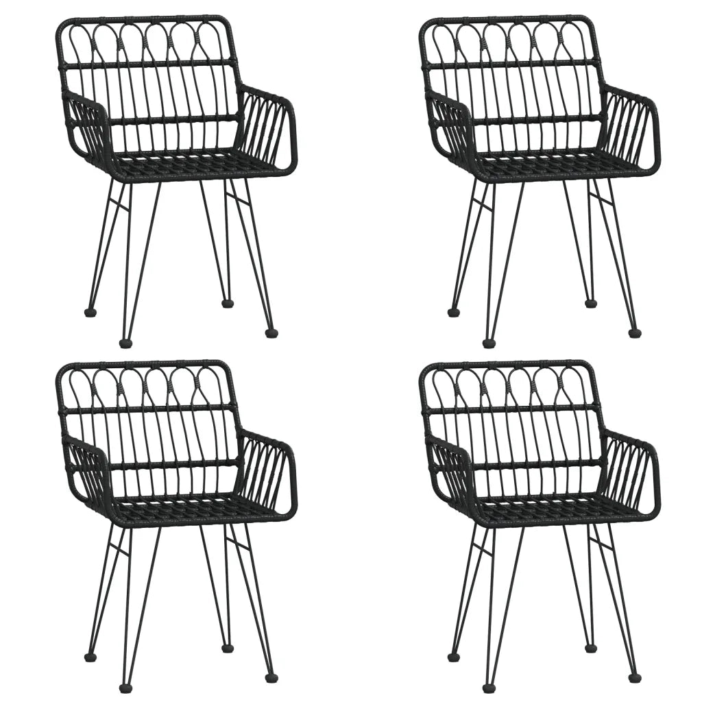 Set da Pranzo da Giardino 5 pz Nero in Polyrattan 3157854