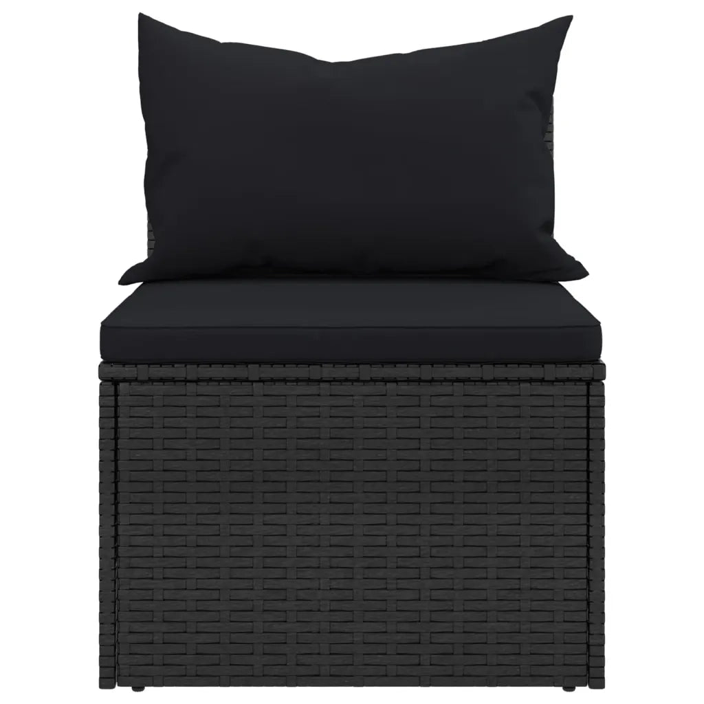 Set Divani da Giardino 4 pz con Cuscini Nero in Polyrattan 3186648