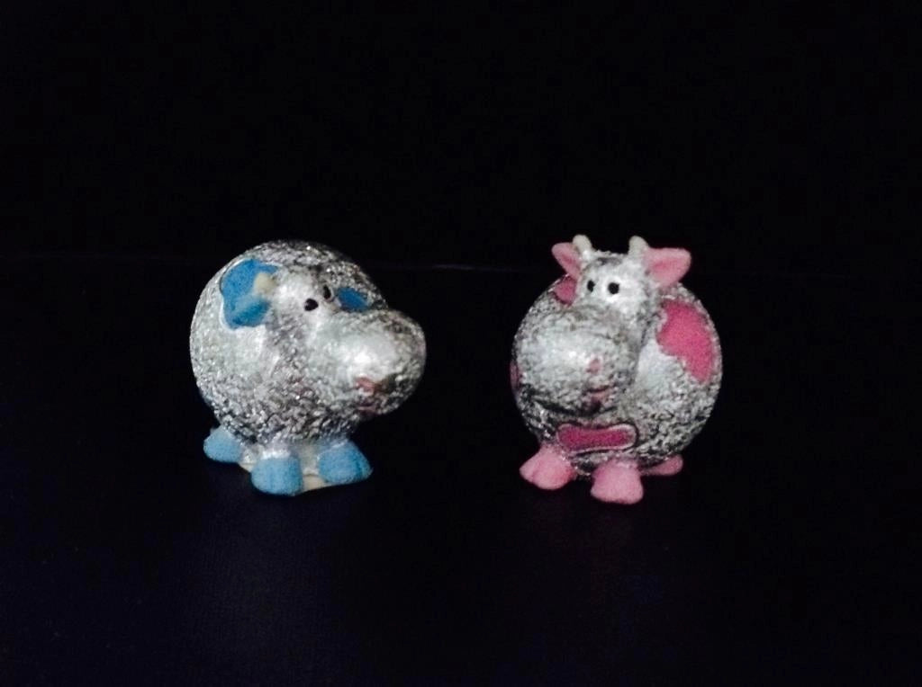Bomboniera in Resina Argento Rosa e Argento Celeste 4 Pezzi