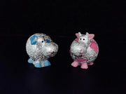 Bomboniera in Resina Argento Rosa e Argento Celeste 4 Pezzi
