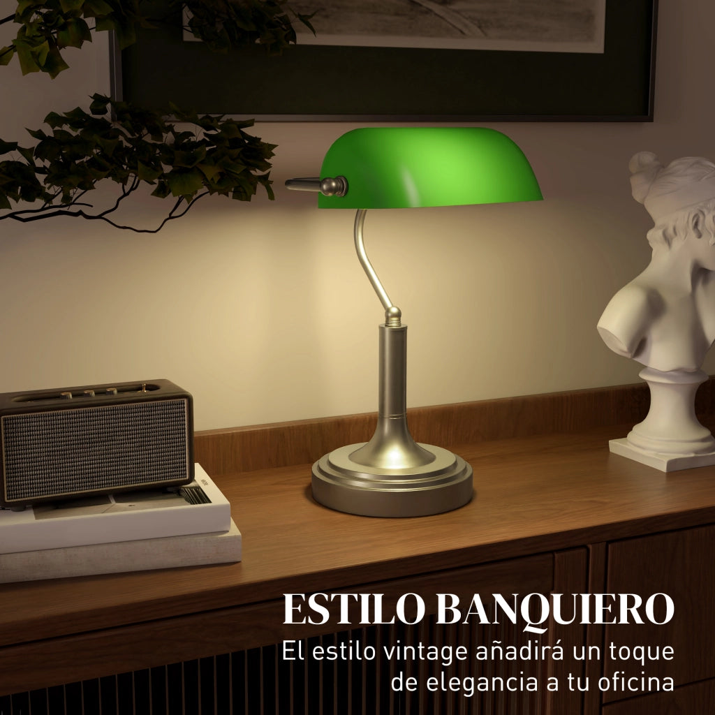 Lampada da Scrivania con Interruttore a Levetta e Paralume Regolabile ¨C Minimal ¨C Verde