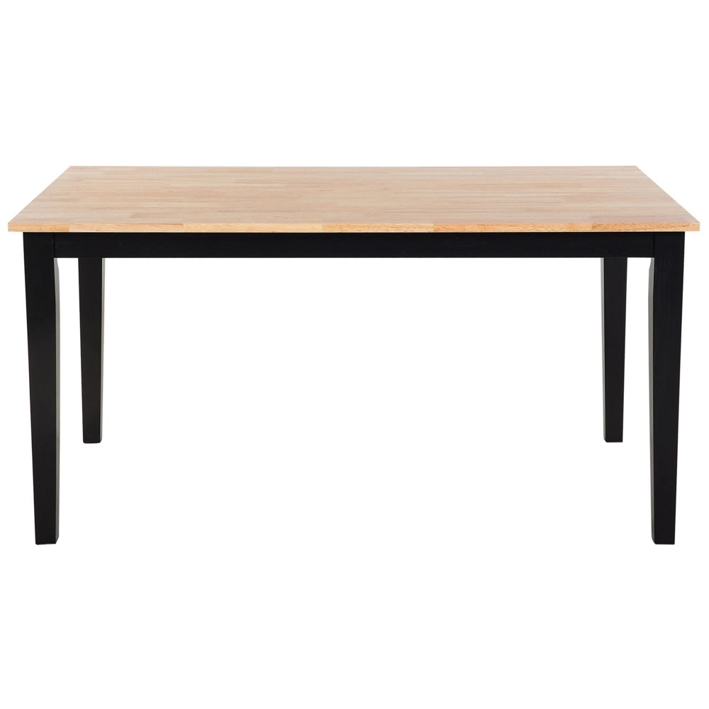 Tavolo da pranzo in legno chiaro e legno di gomma Nero 75 x 150 x 90 cm gambe in legno superficie laccata scandinavo