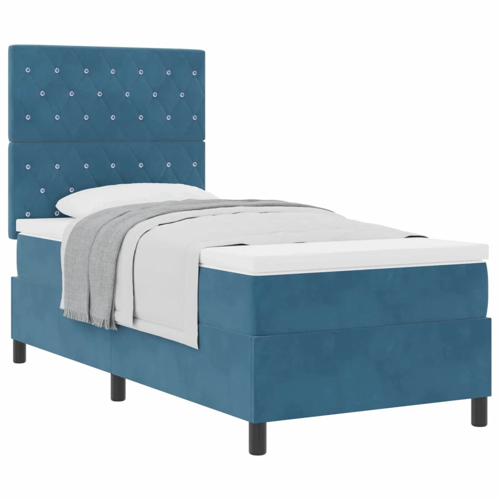 Letto a molle con materasso Blu Scuro 90 x 190 cm Velluto 3339738
