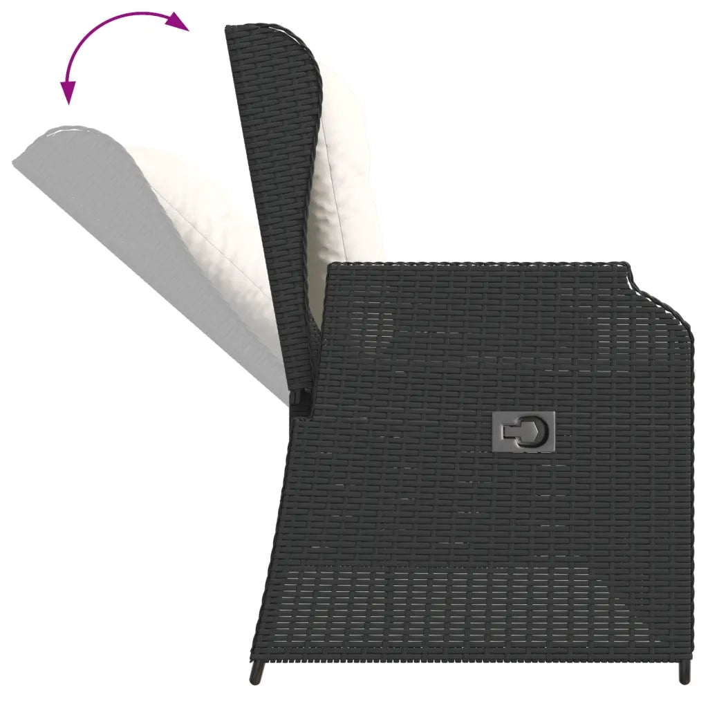 Set Divani da Giardino 3 pz con Cuscini Nero in Polyrattan 3262740