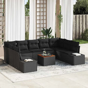 Set Divano da Giardino con archiviazione 10 pcs Nero 3356672