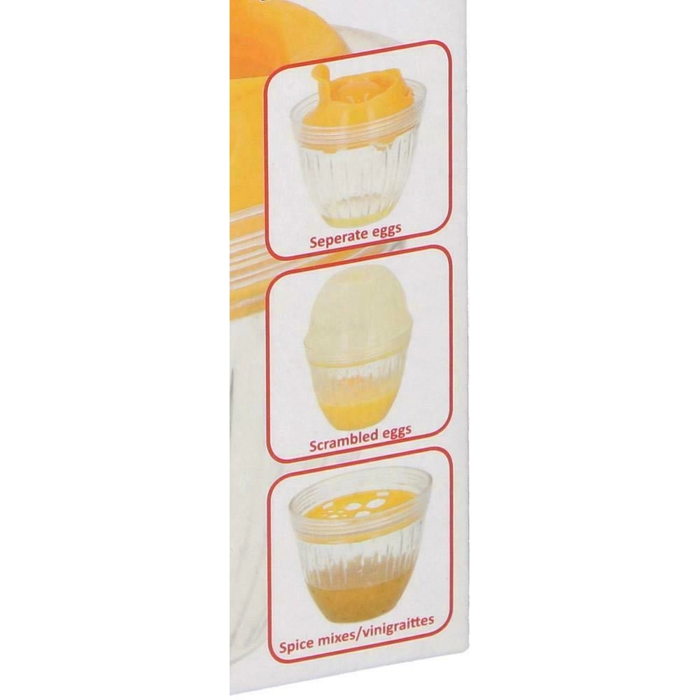 Ciotola Shaker e Mixer Miscelare Mescolare con Coperchio Separatore Uova in Plastica Giallo e Trasparente