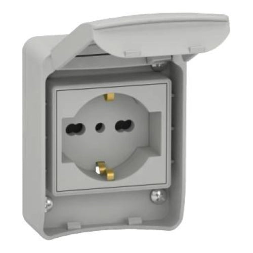 PRESA DA INCASSO SCHUKO + BIPASSO 10/16A 250V 2P+T