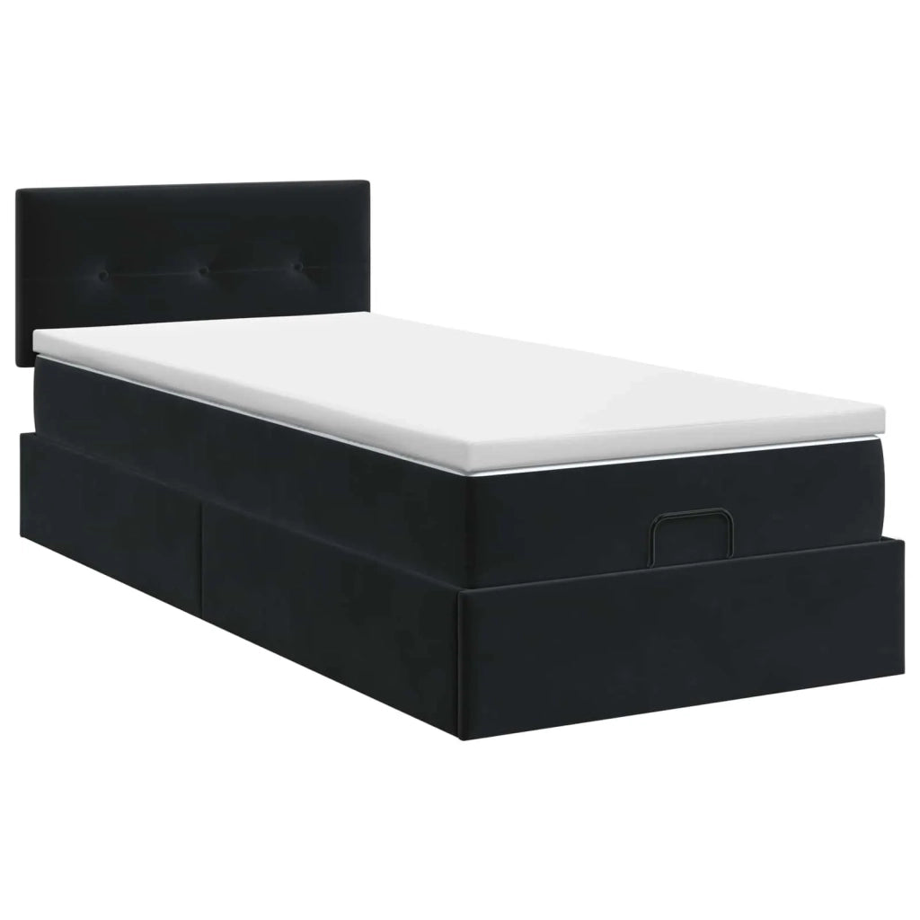 Letto ottomano con materasso Nero 80 x 200 cm Velluto 3456521