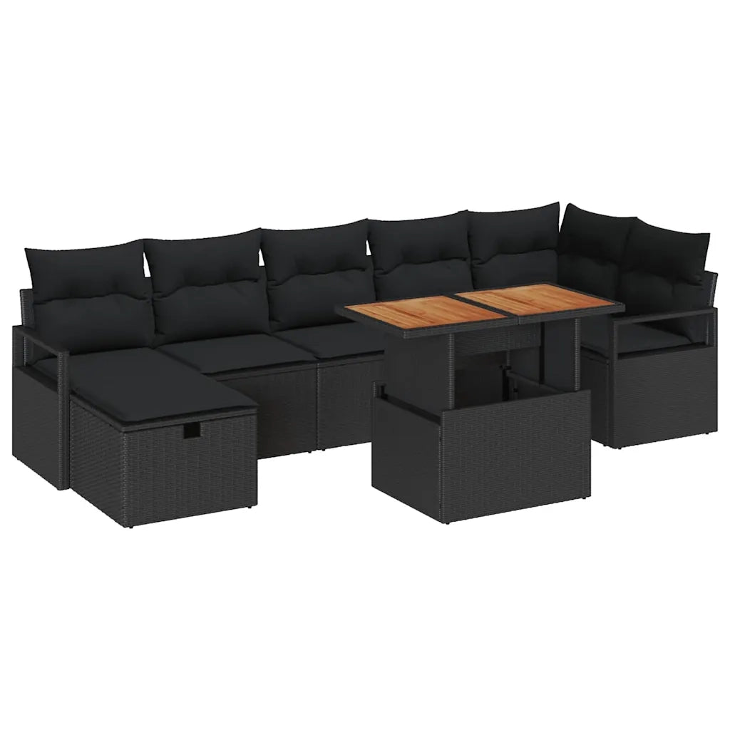 Set Divano da Giardino 8 pcs Nero polyrattan 3361338