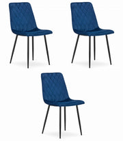 Sedia VALORA TURIN - Design ergonomico in velluto blu navy x 3