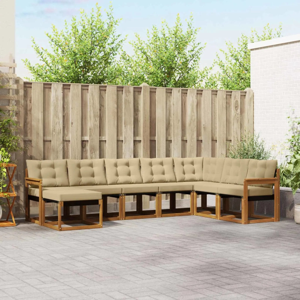 Set di divani da esterno con cuscino 8 pcs Naturale e Beige 3368948