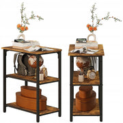 Comodino, tavolino, tavolino da caffè, mensola industriale, marrone scuro, stile retrò, 75 cm