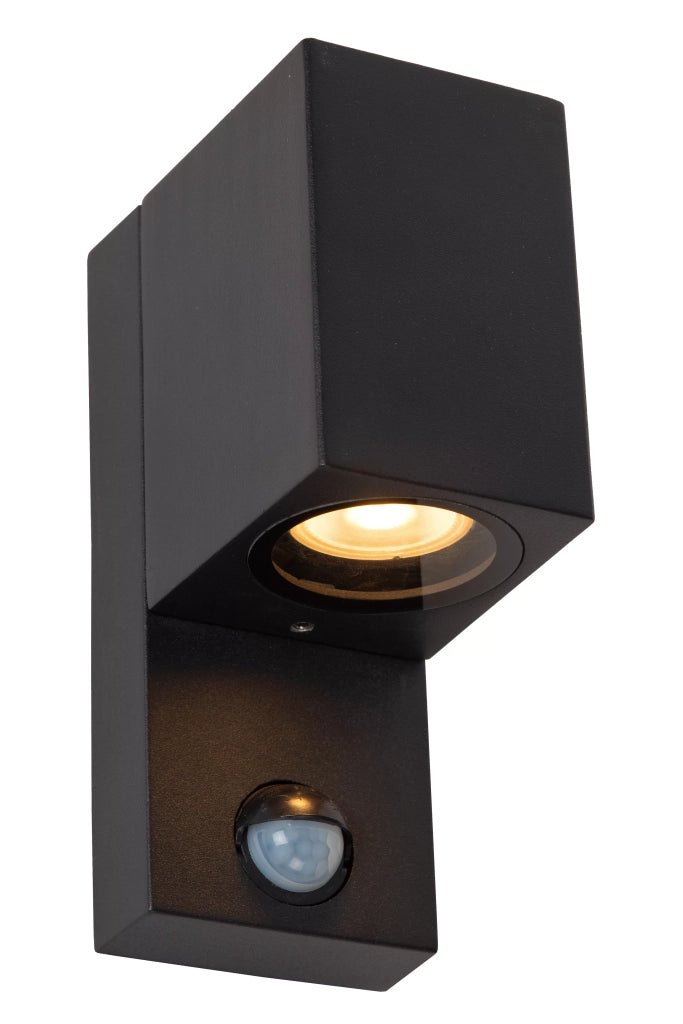 Applique esterna IP65 sensore GU10 7W Zaro Lucide nera