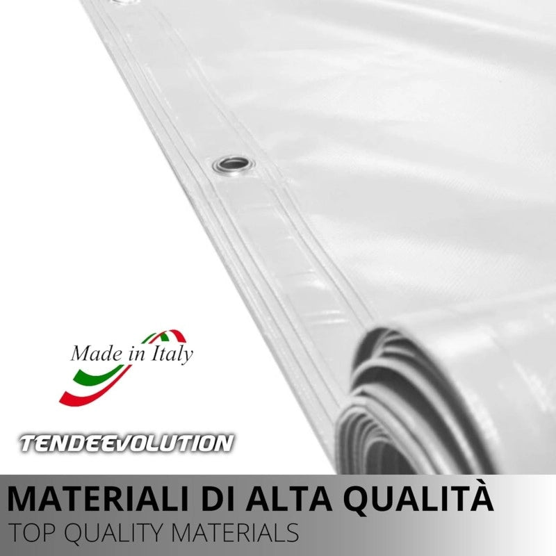 Telo PVC OSCURANTE Impermeabile Avorio | Telone Occhiellato Ogni 25CM 850g/mq | Copertura Esterna | 5x5m | Resistente Multiuso