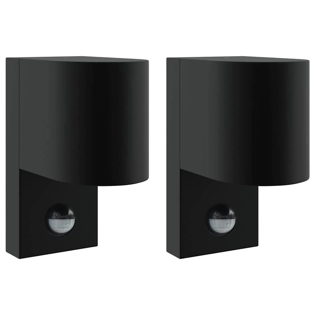 Set di 2 applique da esterno orientabili 12 x 7 x 15 cm in acciaio inox nero 02_0056530