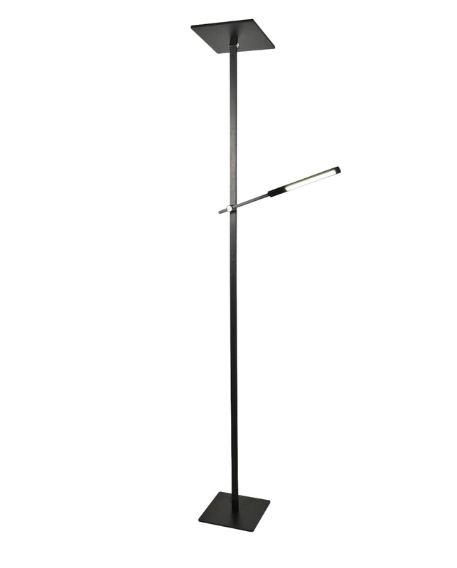 Ideal - Piantana a Led Nera in metallo H.180 cm Fabas Luce - 2 luci da 40W e 8W a led integrato 3000K