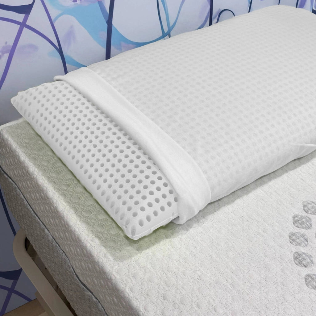 Talamo Italia Set di 2 Cuscini per Alloro, 100% Made in Italy, Guanciale sfoderabile a "saponetta" in Memory Foam forato, Anallergico e Traspirante, 70x39xh10 cm