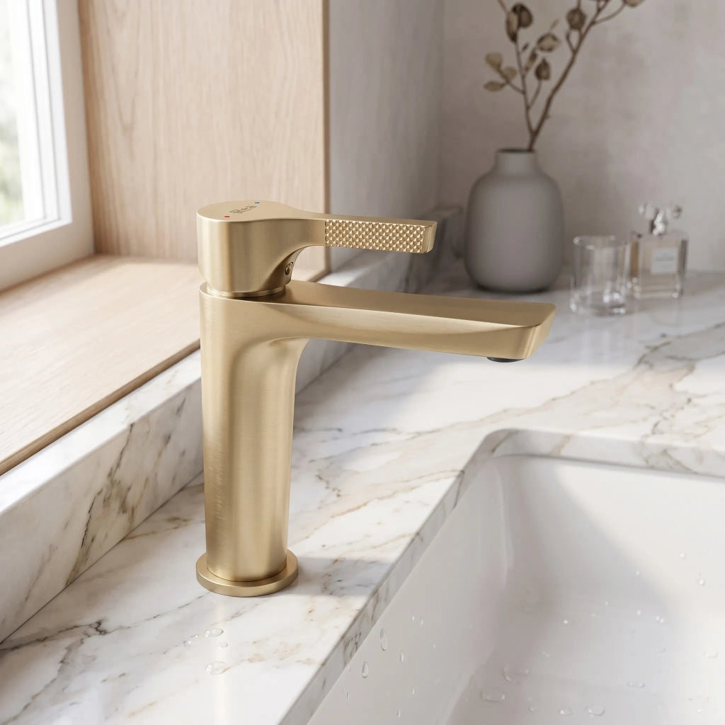 Rubinetto Da Lavabo Premium Rea Maxim Brush Gold Low