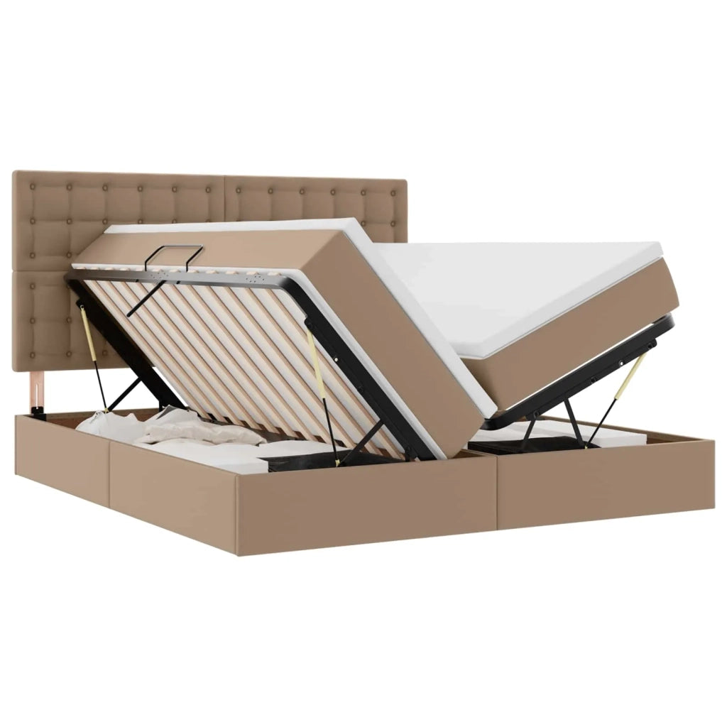 Letto con contenitore e materasso Cappuccino 200 x 200 cm 3372184