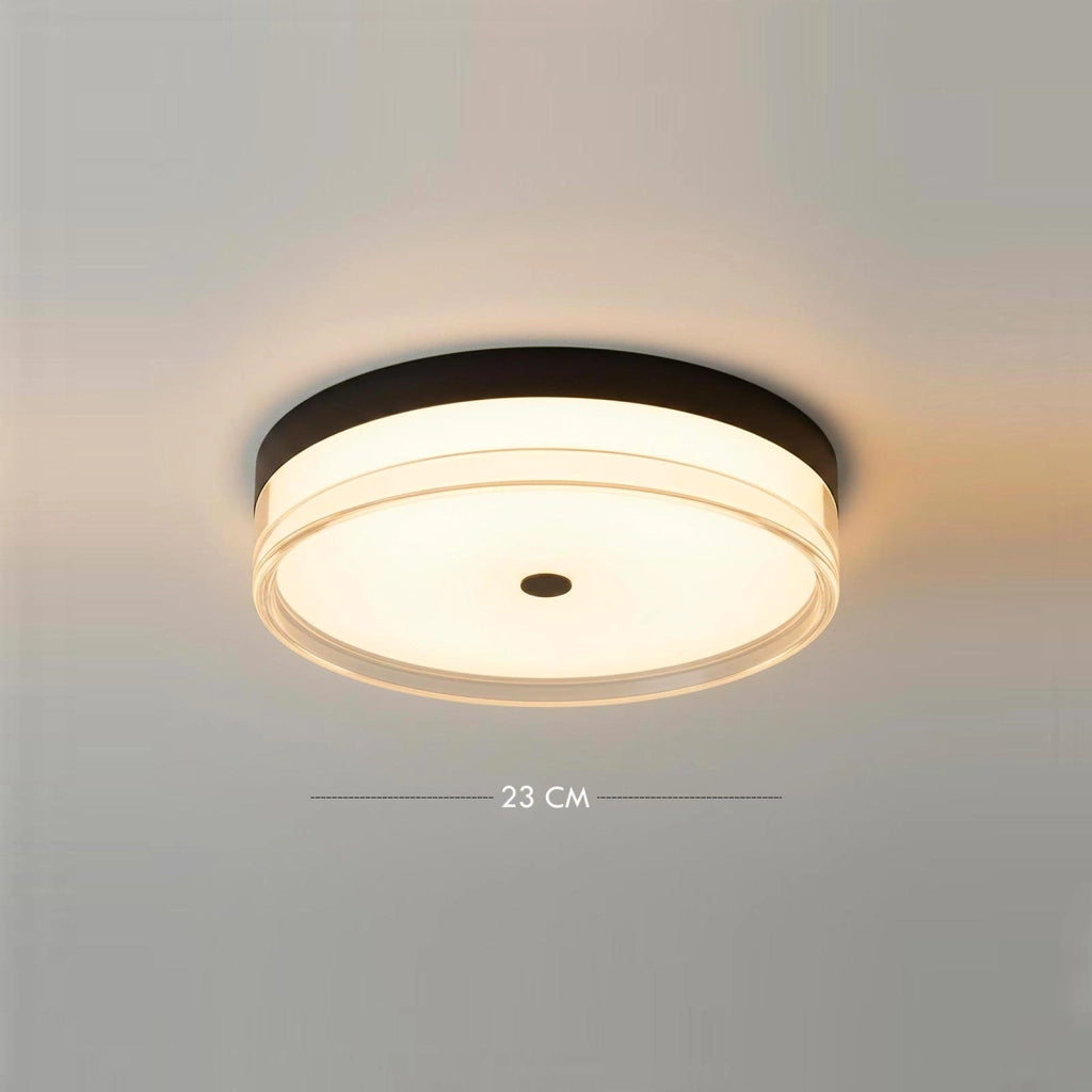 Plafoniera Tonda LED 18W CCT 3 Temperature IP40 Lampada Nera Circolare Moderna Luce Soffitto Parete Bagno Ufficio 23cm