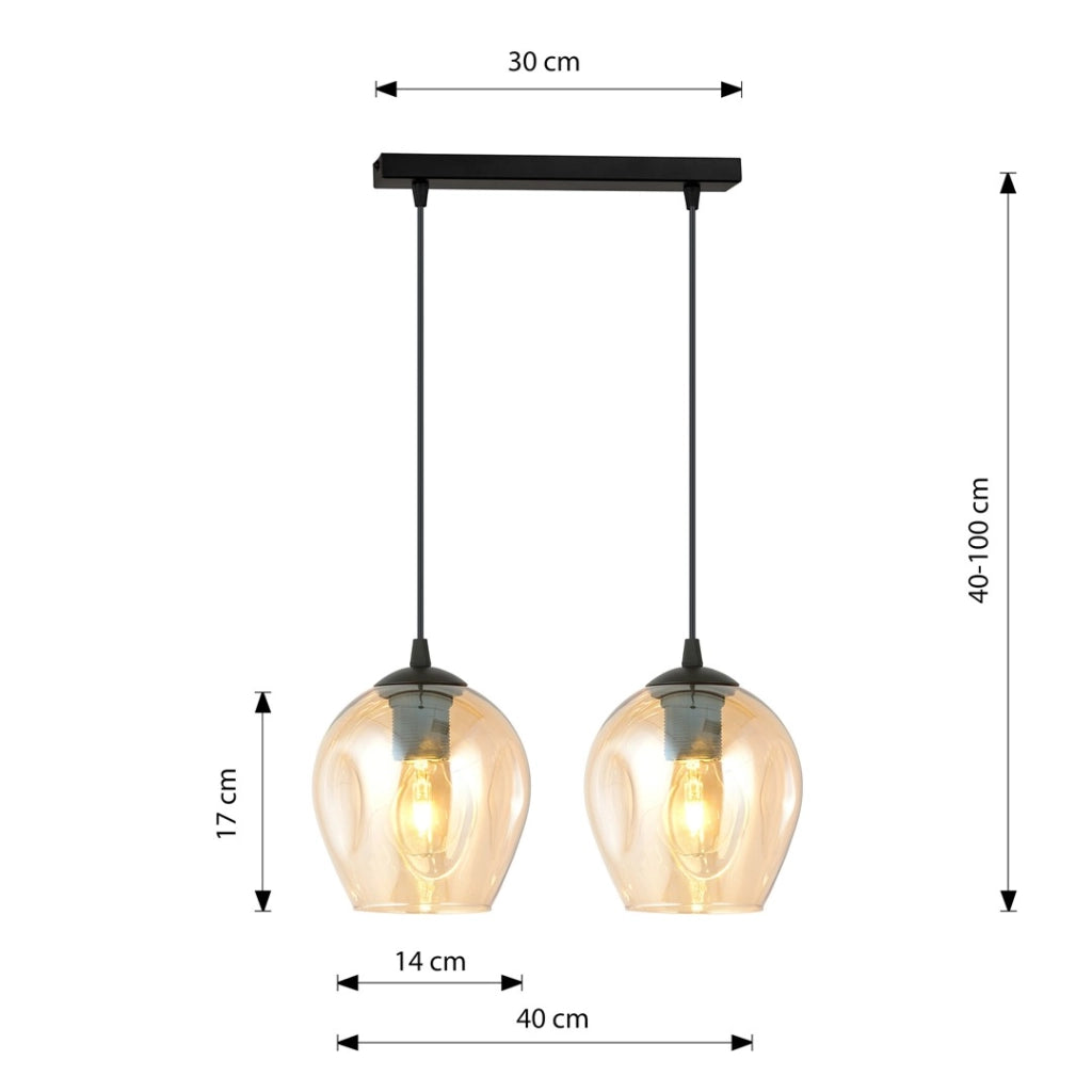 Lampada a sospensione Emibig Istar 2 E27 vetro miele nero