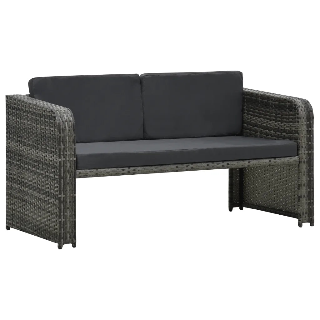 Set Divani da Giardino 4 pz con Cuscini in Polyrattan Antracite 48196