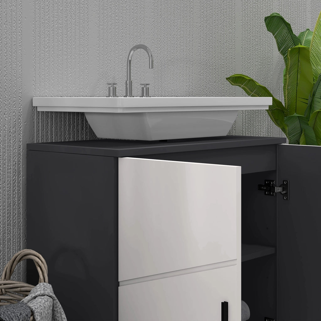 Mobiletto Bagno Sottolavabo ¨C Minimal ¨C Legno Grigio 60x30x