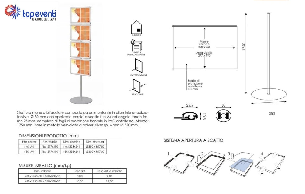 Porta Comunicazioni con A4 orizzontale Multiple - Bifacciale (8 x A4)