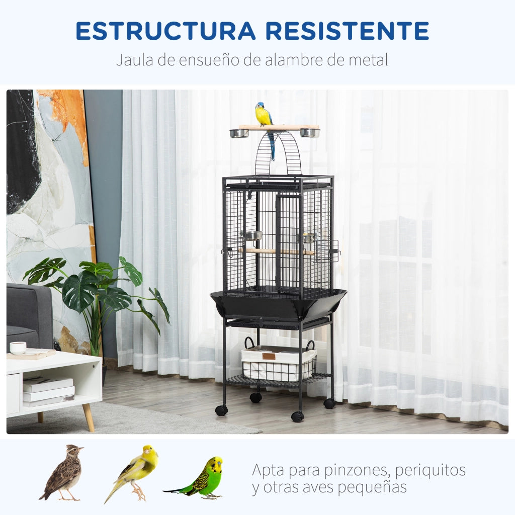 Gabbia per Uccelli con Ruote ¨C Minimal ¨C Grigio 62.5x62.5x156 cm